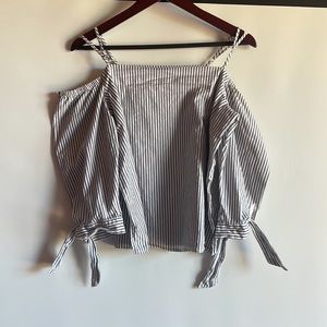Anthropologie Guest Editor striped off the shoulder adjustable top